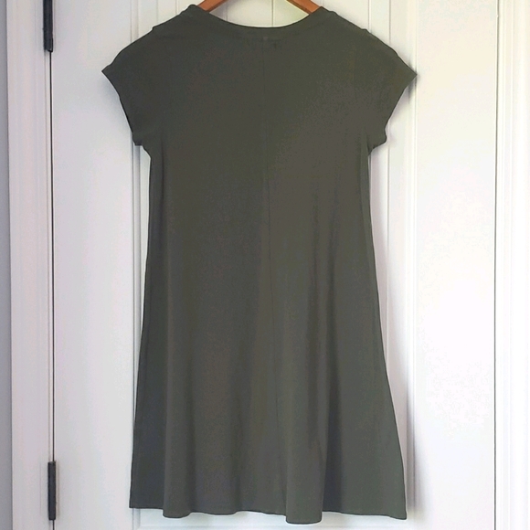 Olive Army Green Pocket T-Shirt Dress - Picture 2 of 4